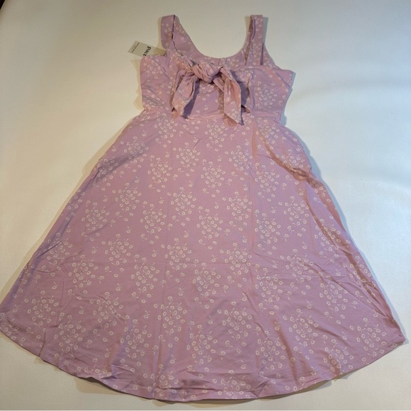 NWT Pact Organic Cotton Blend Tie Back Fit & Flare Dress Wild English Lavender - Picture 3 of 12